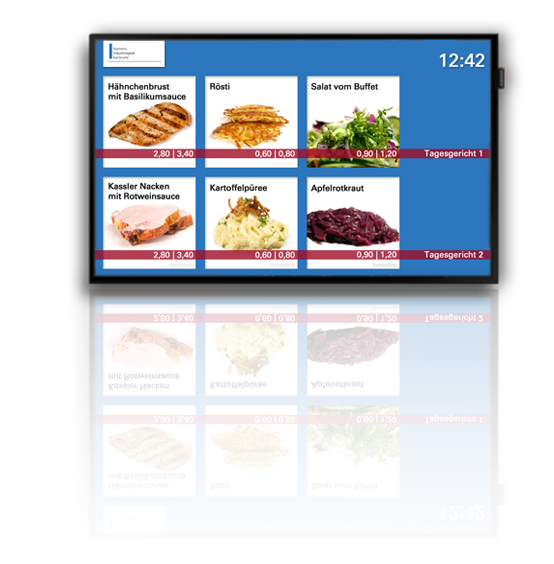 Smart Signage bei Siemens als Speiseplan